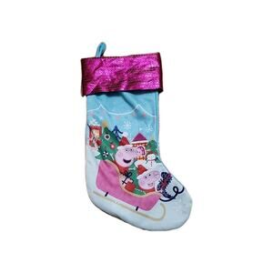 Peppa Pig & George Pig Sled Riding Sparkly Holiday Christmas Stocking 16”